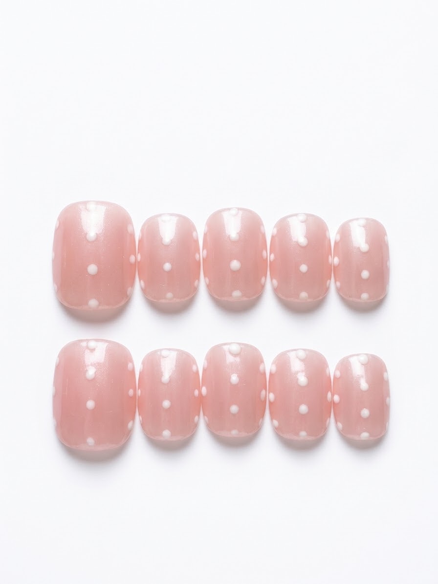 Blush Dot - Glossy Pink Polka Dot Nails