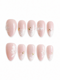 Blush Pearl & Gold Press - On Nails