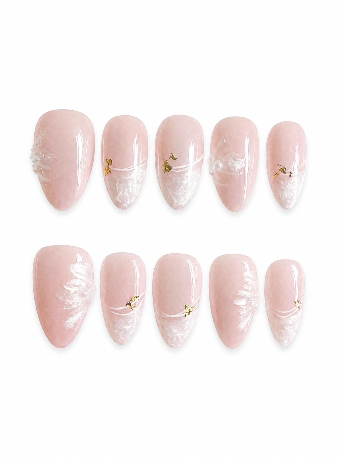 Blush Pearl & Gold Press - On Nails