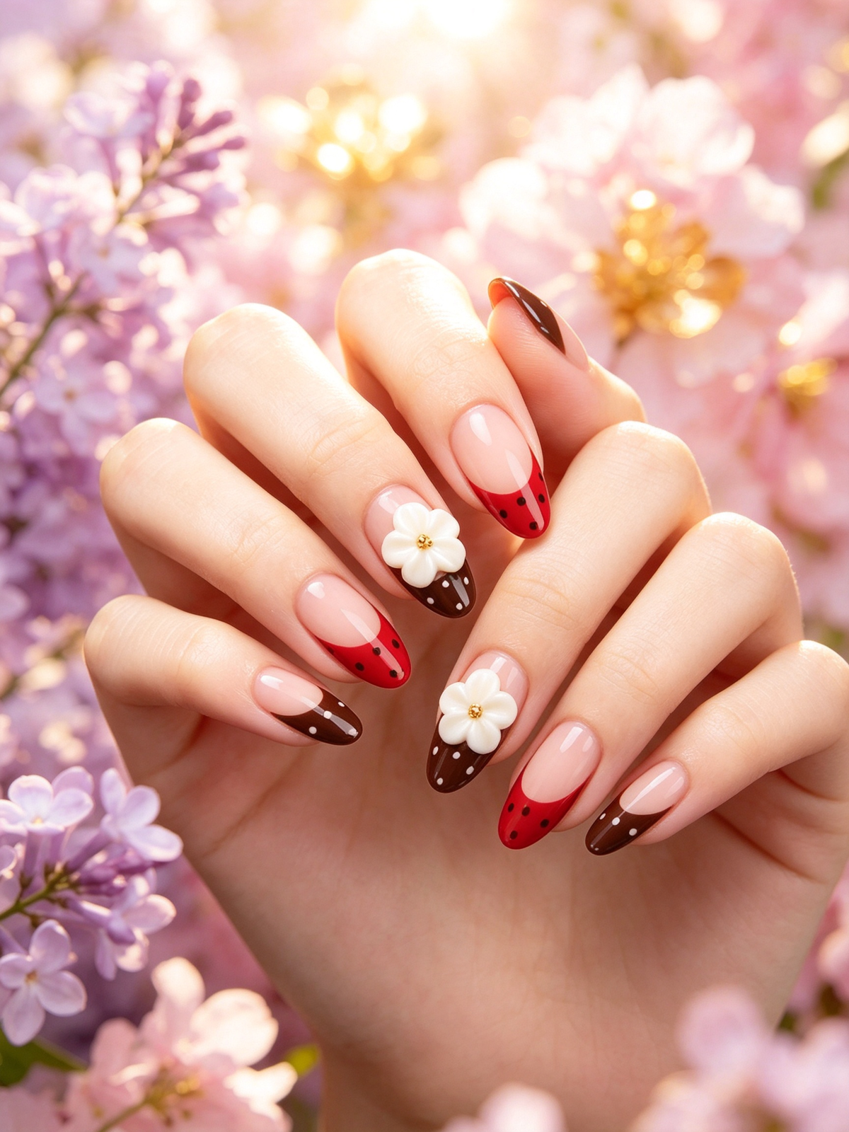 Cocoa & Scarlet Blossom Press - On Nails