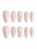 Blush Petal - Iridescent 3D Floral Press - On Nails