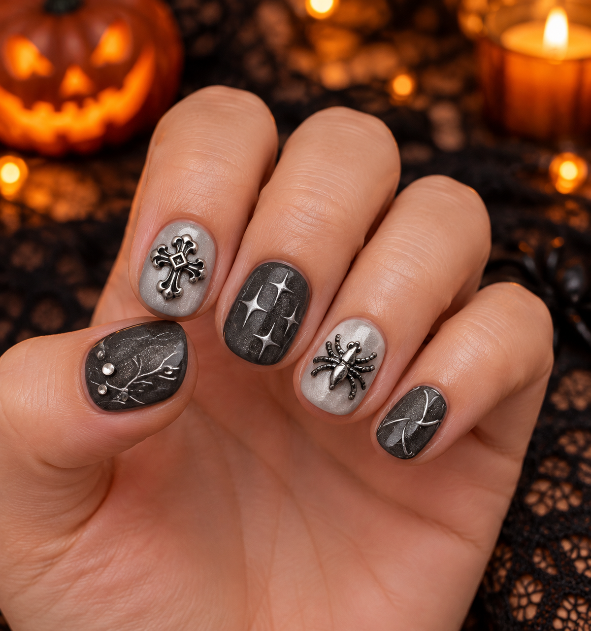 Moonlit Mystery - Short Round Gothic Press - On Nails