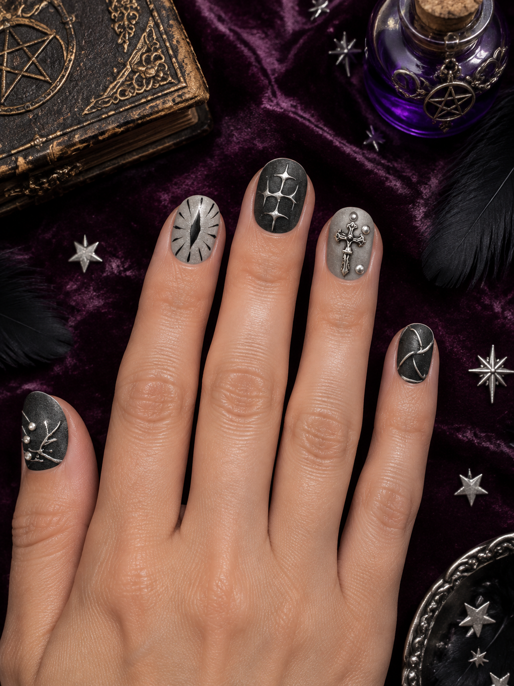 Moonlit Mystery - Short Round Gothic Press - On Nails