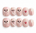 Pink Boo - Short Round Halloween Press - On Nails