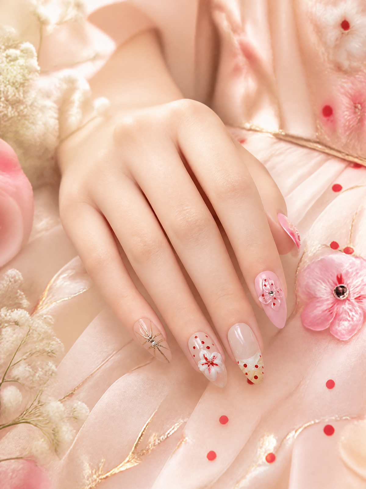 Blush Petal - 3D Floral Nail Set