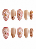 Golden Bloom - 3D Floral Press - On Nails