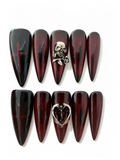 Gothic Red Black Cat Eye Stiletto Press-On Nails