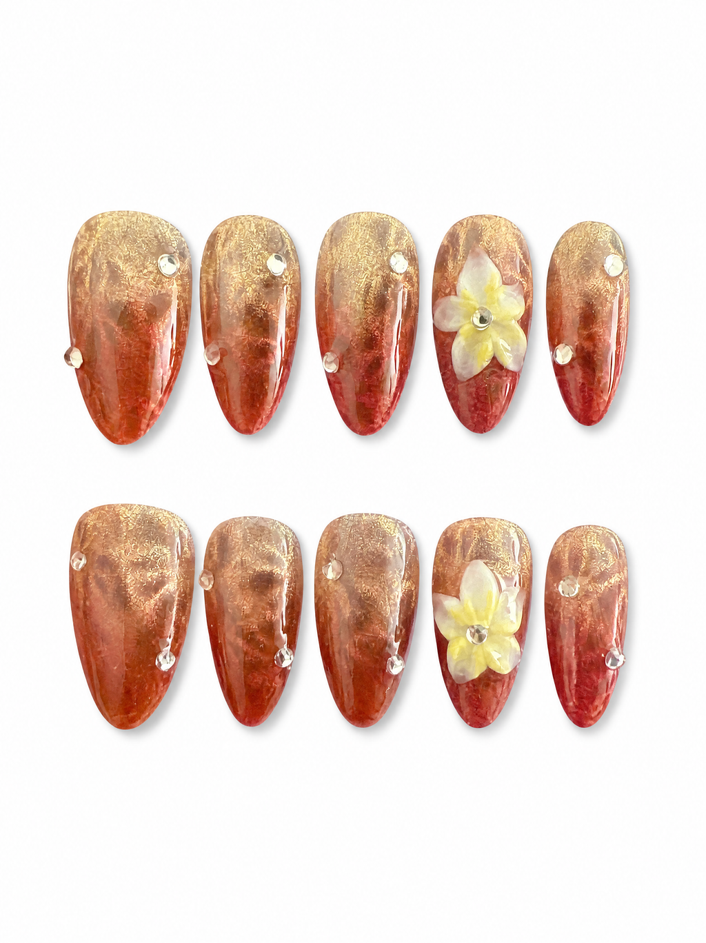 Golden Sunset Floral Press - On Nails