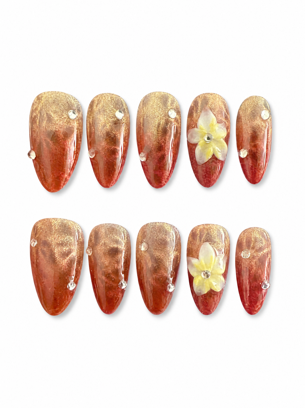 Golden Sunset Floral Press - On Nails