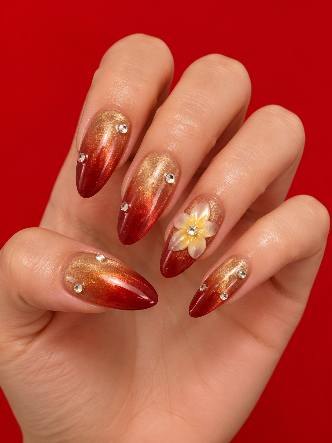 Golden Sunset Floral Press - On Nails