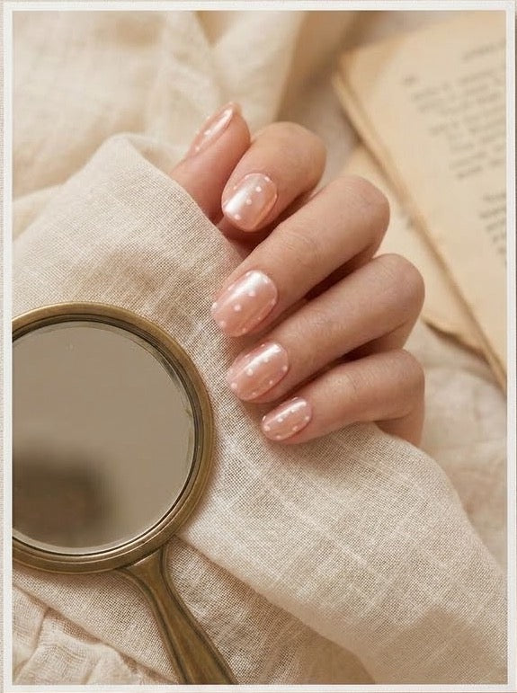 Blush Dot - Glossy Pink Polka Dot Nails