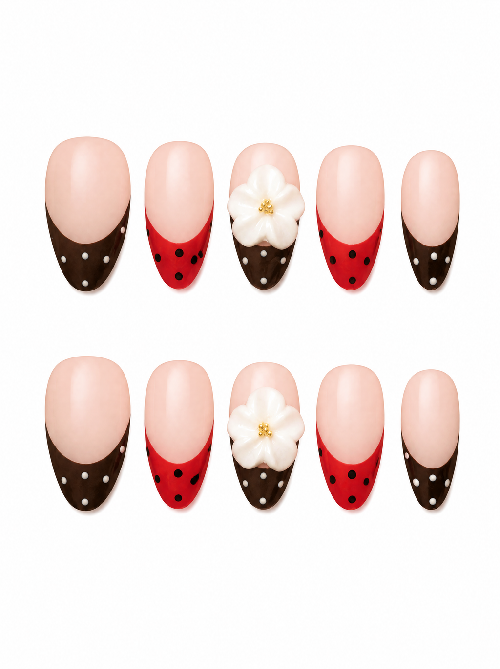 Cocoa & Scarlet Blossom Press - On Nails