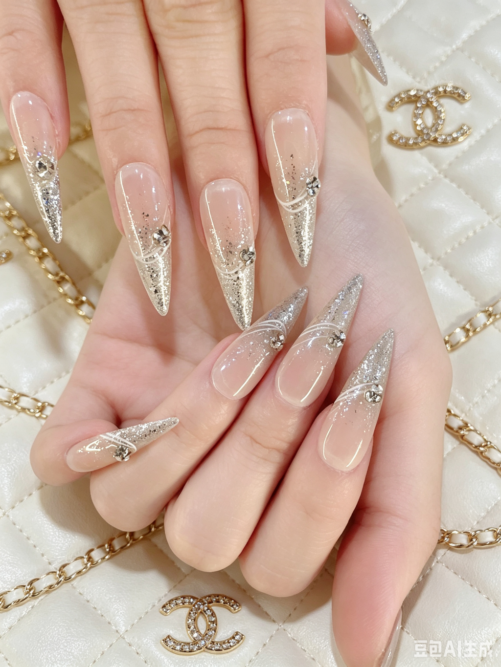 Silver Glitter Rhinestone