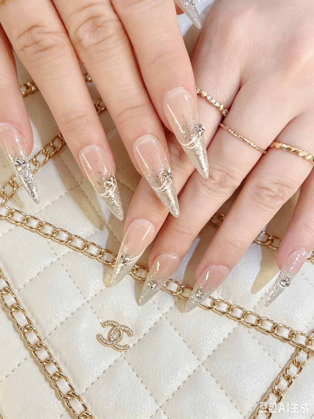 Silver Glitter Rhinestone