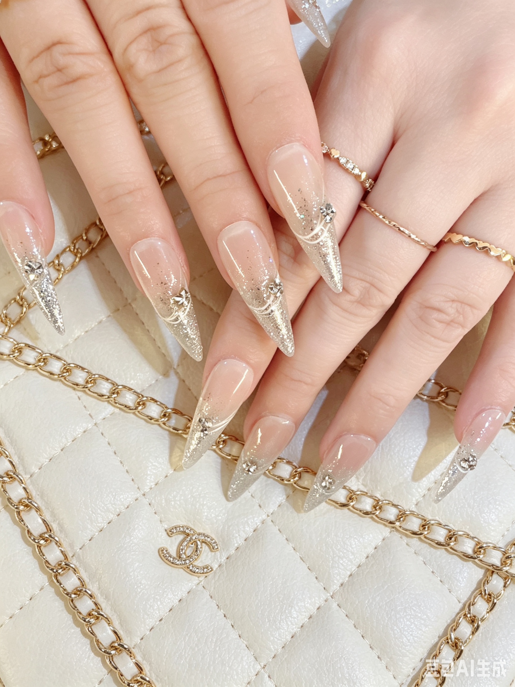 Silver Glitter Rhinestone