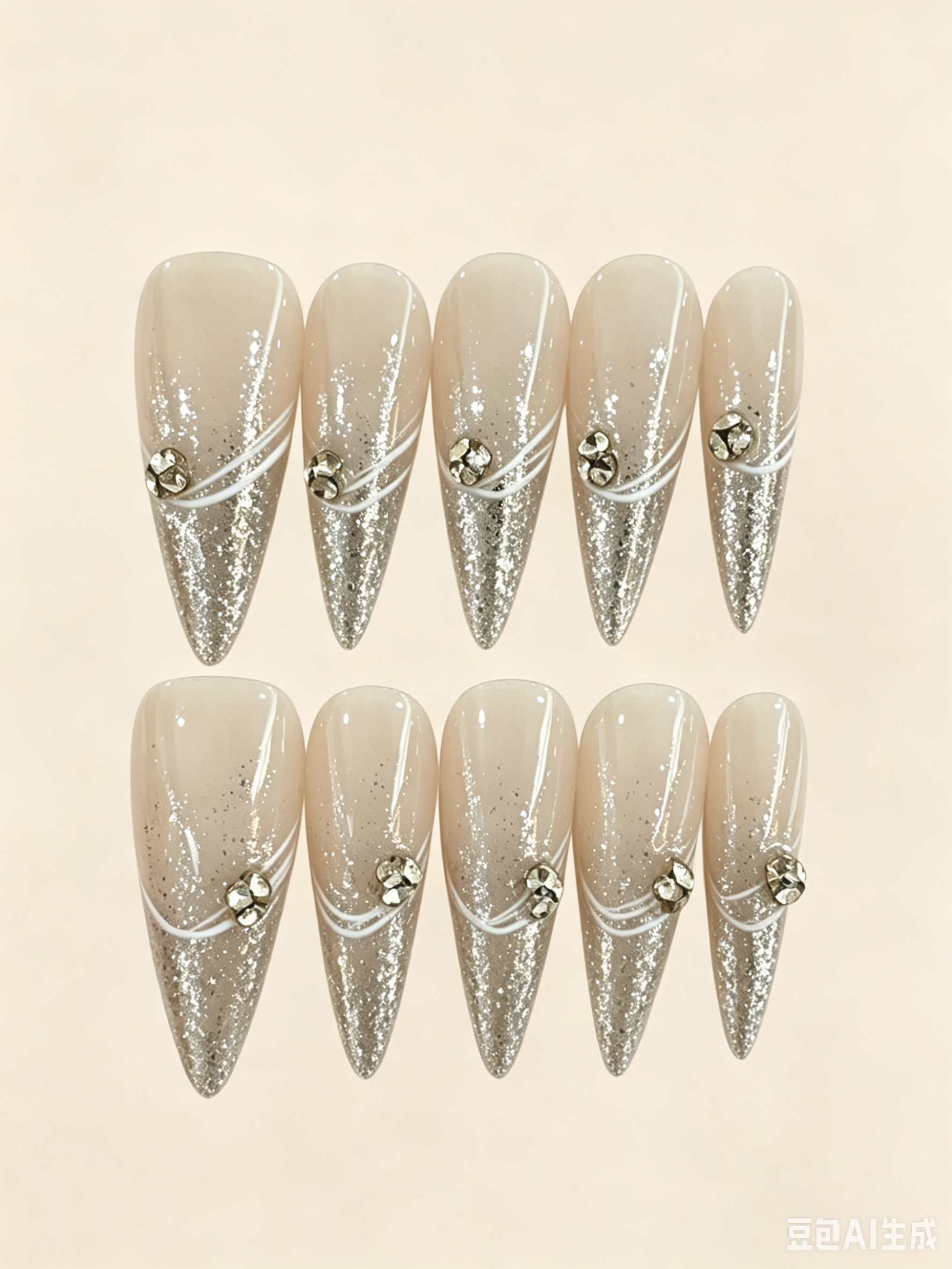 Silver Glitter Rhinestone